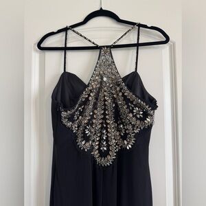 Cache Long Black Formal Gown Beaded Back Size 10